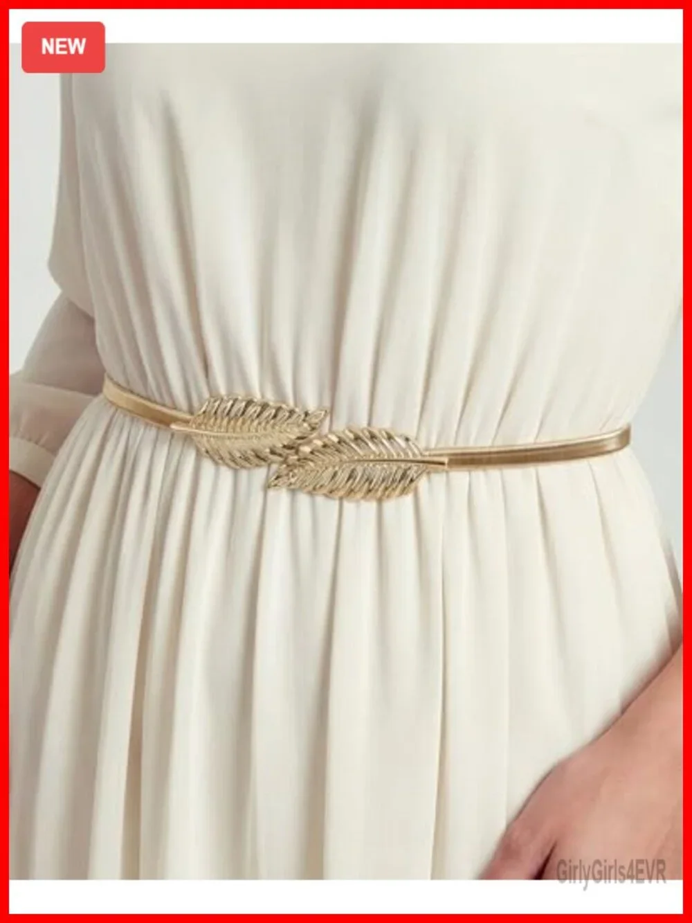 Metallic Chain Waist Belt Stretch Hook Eye Closure